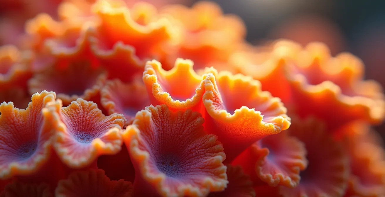 Visualización abstracta de mitocondrias activas generando energía celular