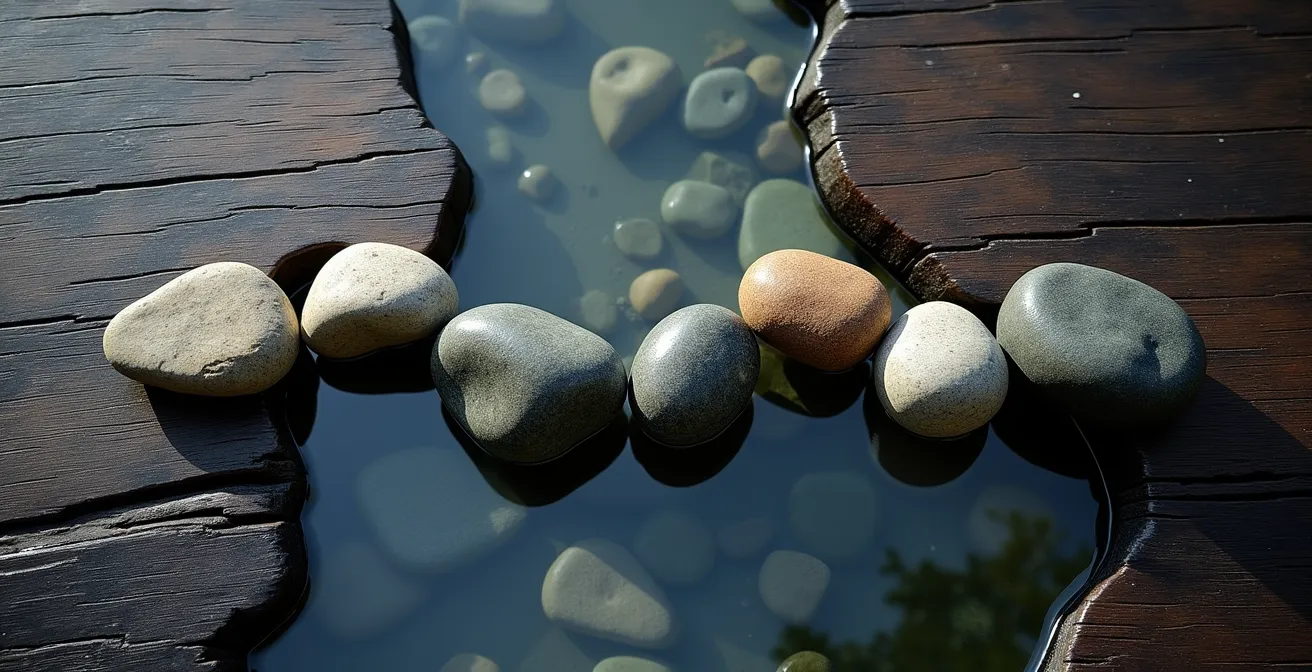 Visualización simbólica del flujo energético bloqueado en el meridiano del hígado por estrés laboral