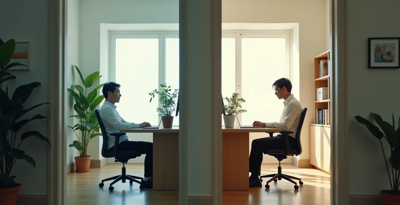 Composición visual mostrando el equilibrio entre calma y estrés en el sistema nervioso