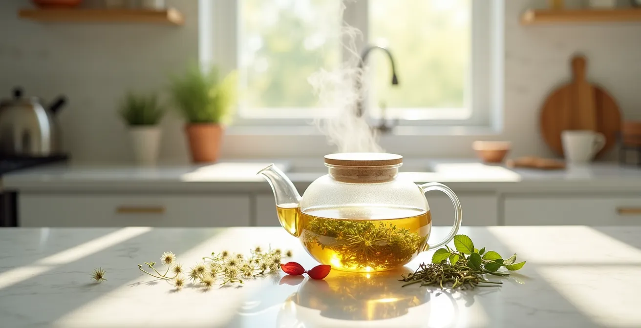 Infusión herbal natural en preparación tradicional