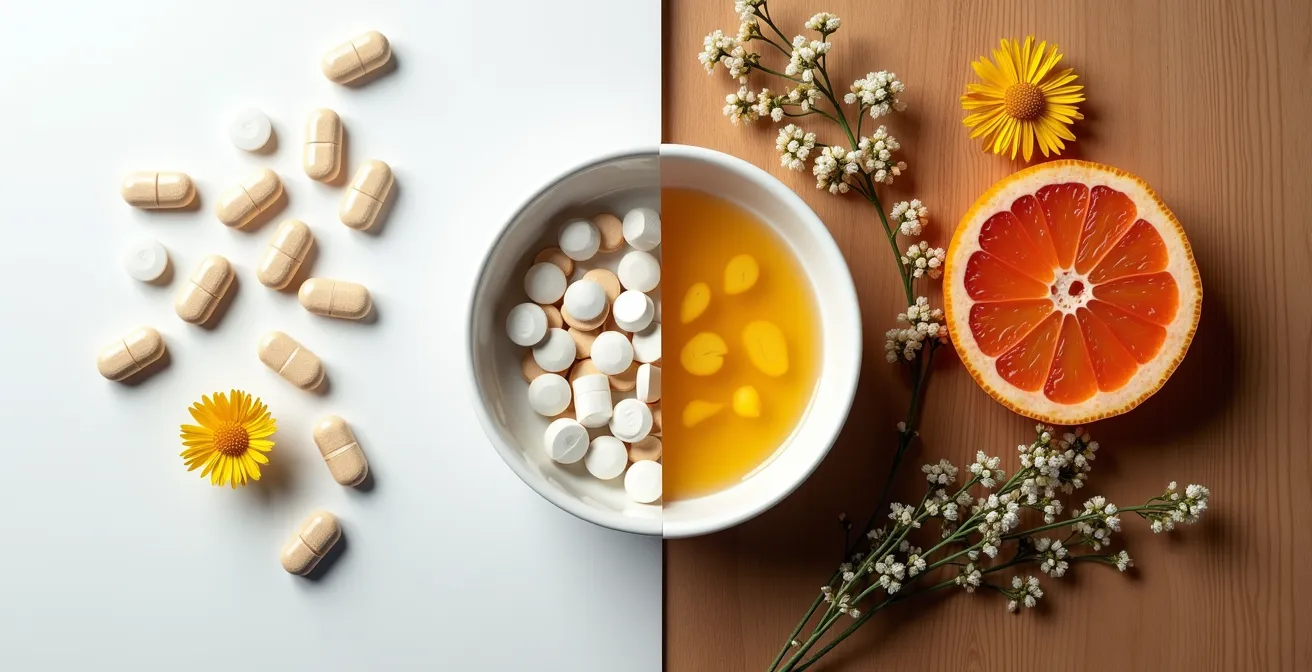 Representación visual de interacciones entre medicamentos y extractos de plantas