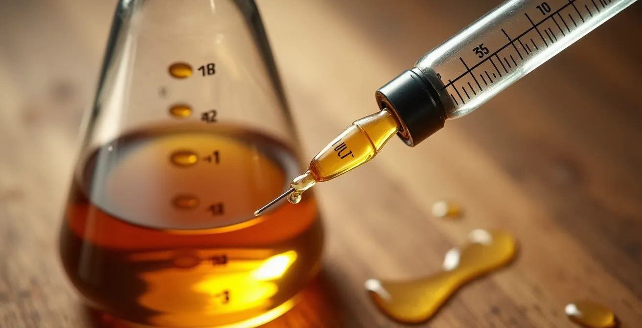 Medición precisa de extractos líquidos con jeringa oral