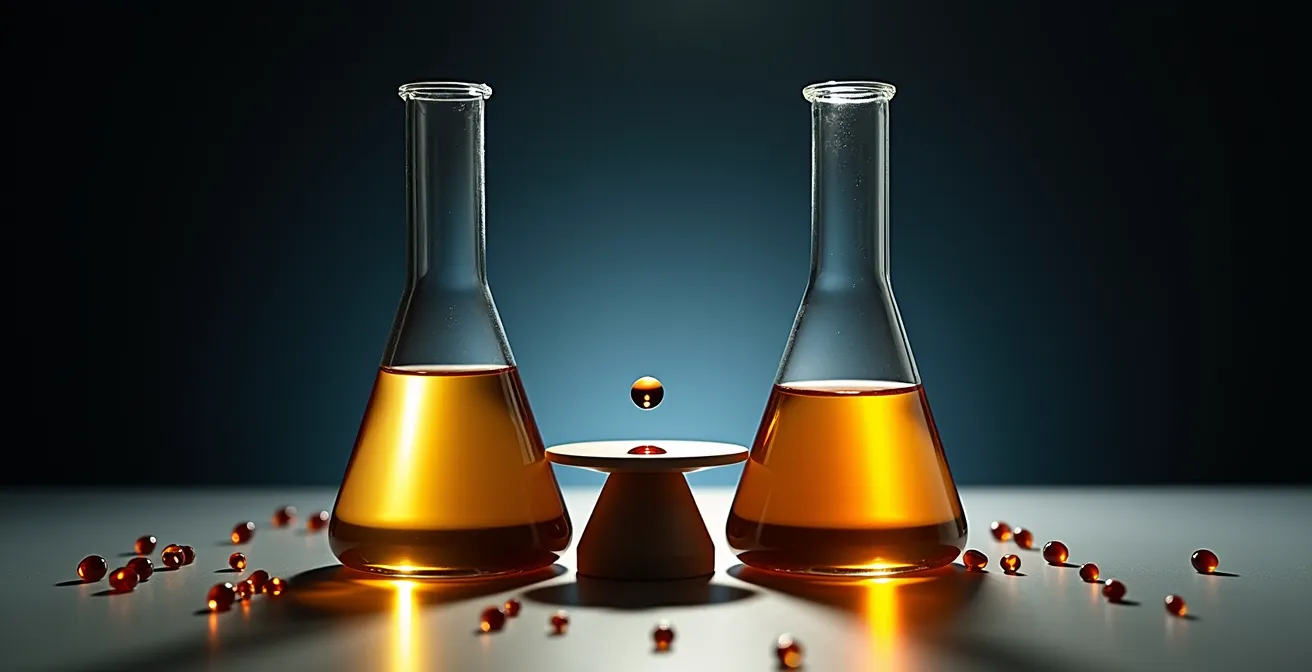 Visualización científica comparando partículas de colesterol HDL y LDL con indicadores de ratio triglicéridos