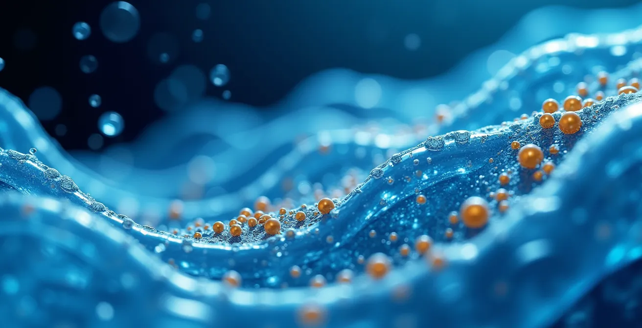 Representación visual del sistema glinfático limpiando el cerebro durante el sueño profundo.