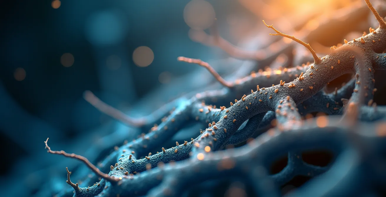 Representación visual del mecanismo de la teoría de la compuerta del dolor con las vías nerviosas